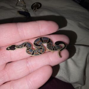 WM Stern Intricate Brown and Gold Snake Reptile Figurine Cloisonne